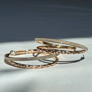Rose Gold and Silver Sparkle Hoop Earrings